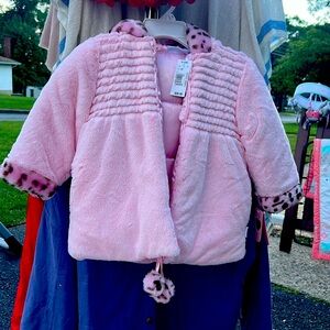 Bon BeBe pink and leopard coat